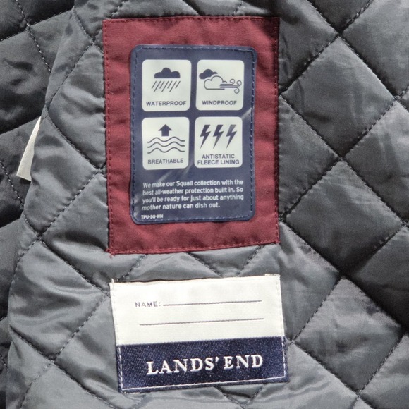 LANDS END Squall Waterproof Rain Jacket Womens Small Maroon Hooded Fleece Lined - Picture 9 of 12